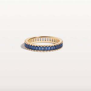AURATE Lab Grown Blue Sapphire Baguette Eternity Ring 5.5